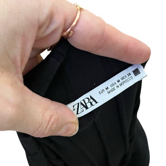 Zara Ribbed Knit Midi Dress Medium Bodycon Mock Neck Half Sleeve Preppy Classic - Picture 6 of 10